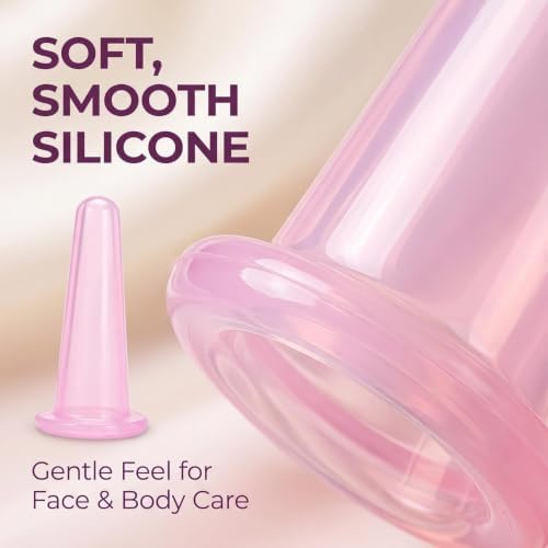 BWESOO 4Pcs Massage Cupping Set Silicone Mini Facial Cups Face Massager Helper Skin Care Neck Back Eyes Massaging Cup Safe to Use, Don't Worry About Burns Health Care Products (Pink) - Image 5