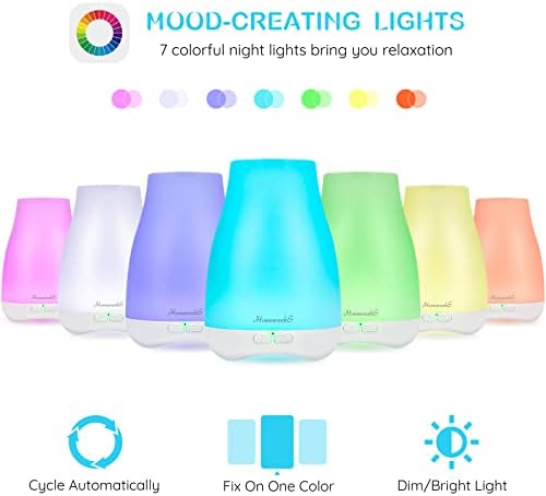 Homeweeks Diffusers, 100ml Colorful Essential Oil Diffuser with Adjustable Mist Mode, Auto Off Aroma for Bedroom/Office/Trip (100 ML 3 Pack) - Image 5