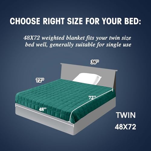 Weighted Blanket for Adults (15 lbs, 48" x 72", Glossy green Stripes) Heavy Blanket for Sleeping Perfect for 160-180 lbs, Twin Size Breathable Blanket with Premium Glass Bead, Machine Washable - Image 2