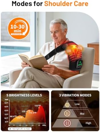 100 LEDs Red Light Therapy for Shoulder with Heat & Massage - Image 5