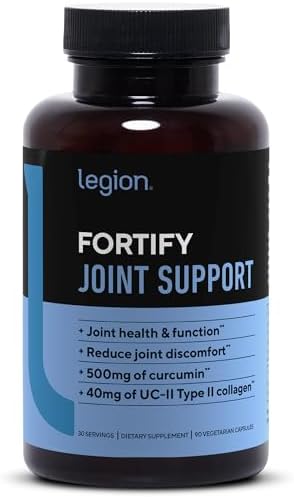 Legion Fortify Joint Support Supplement with UC-II Type II Collagen, Meriva Curcumin & Boswellia Serrata - Mobility, Flexibility & Comfort for Knee, Hip & Shoulder - 90 Capsules by Legion