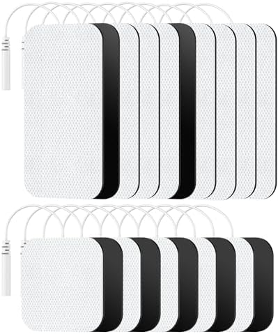 TENS Unit Replacement Pads, Nursal Reusable Self-Adhesive Electrodes Pads 20 Packs 2x2” 2x4”, Latex Free Pigtail TENS Pads, Compatible with TENS 7000, AUVON TENS, Etekcity, Nicwell Care Tens by NURSAL