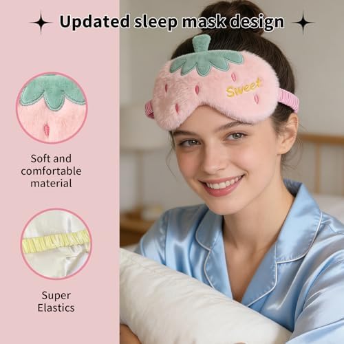 PERFECTSIGHT Sleep Eye Masks, Cute Fruit Sleep Eye Cover Lightweight Adjustable Eyeshade Mask Cover for Women Men Sleep Travel Nap, Strawberry Pineapple - Image 5