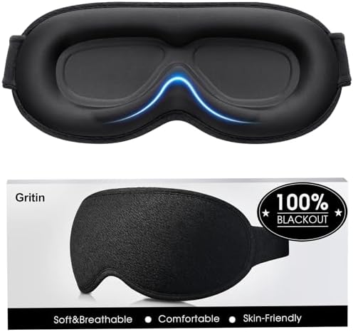 Gritin 100% Blackout Sleep Eye Mask for Women Men, Zero Pressure Sleep Mask by Gritin