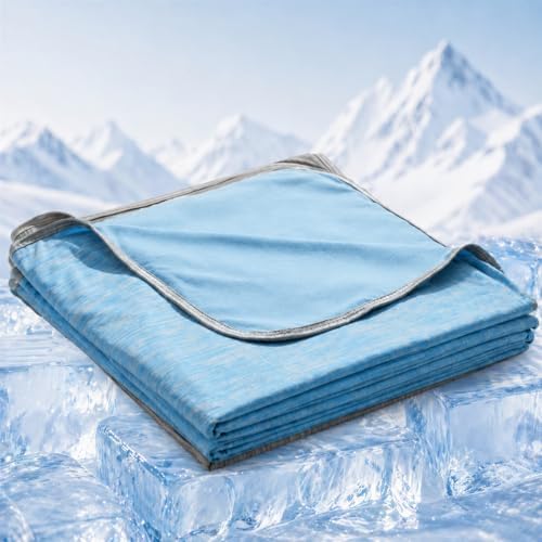 Cooling Blanket for Hot Sleepers - Lightweight Breathable Cool Cold Blanket - Keep Cool for Night Sweats, Soft Thin Ice Throw Blankets for Bed Couch Sofa, (Dark Blue, 50"x70") by Unknown