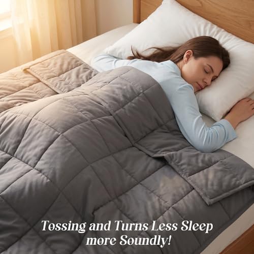 Smart Queen Weighted Blanket for Adults (5 lbs, 41” x 60”, Throw Size) Breathable Heavy Throw Blanket for 40-80 lbs, Soft Thick Blankets with Cooling Glass Beads, All Season, Machine Washable, Grey - Image 2