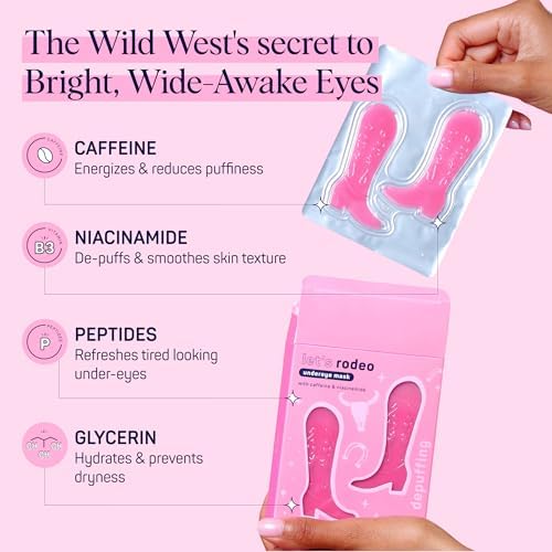 SpaLife Let's Rodeo Hydrogel Under Eye Patches for Dark Circles | Cowgirl Boot Under Eye Patches for Puffy Eyes | Revitalizing Undereye Masks for Bags | Bachelorette Party Favors | Pack of 10 Pairs - Image 3