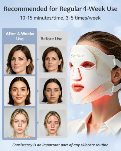 Red Light Therapy for Face, 8 Light Modes & 850NM Infrared LED Face Mask Light Therapy with 288 LEDs 3-in-1 Chip, Auto Cycle, Rechargeable Remote,Cordless Red Light Mask Skincare for Home Travel - Image 5