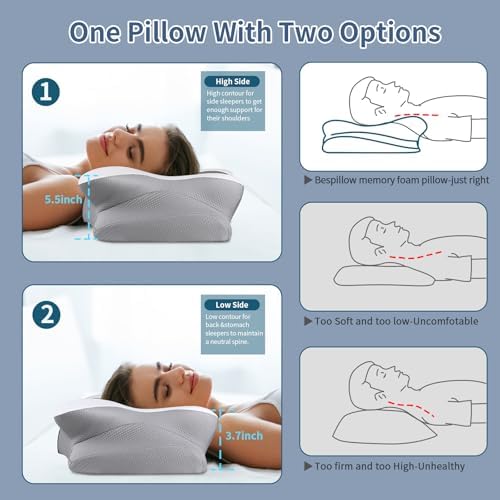 Cervical Neck Pillow for Pain Relief - Ergonomic Pillow Side Sleeper Pillow for Sleeping, Orthopedic Bed Pillow Neck Support Pillow, Contour Memory Foam Pillows for Side Back Sleepers - Image 5