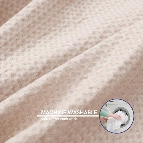 YnM Cotton Waffle Weave 3-Side Zipper Duvet Cover for Weighted Blankets | Easy on, Easy Off Oatmeal, 48"x72" - Image 6