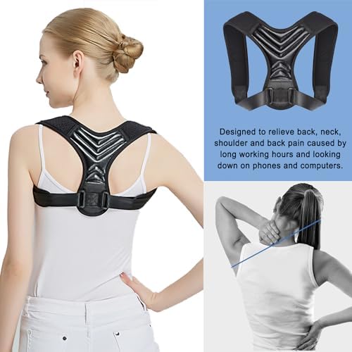 Posture Corrector, Back Brace for Women and Men, Adjustable Back Support, Shoulder Straightener for Improving Hunchback, Providing Pain Relief from Neck, Shoulder, and Upper Back - Black - Image 3