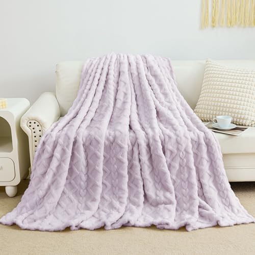 Aganear Fleece Throw Blanket for Couch Sofa 50"x60" Purple - Image 3
