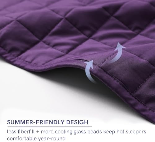 YnM 7lbs Weighted Blanket for Adults,Cotton Heavy Bed Throw Blanket with Cooling Glass Beads for All Season Use, Ideal for ~60lbs (41x60 Inches, Twin, Fuchsia Purple) - Image 4
