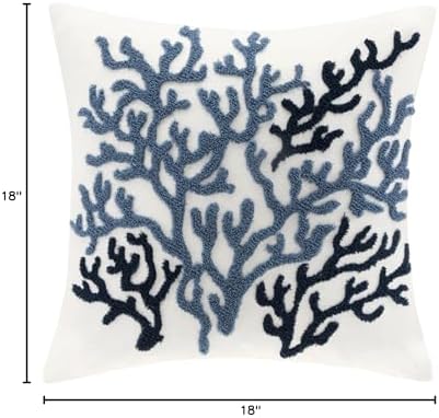 Harbor House Modern Design Decorative Pillow Hypoallergenic Sofa Cushion Lumbar, Back Support, Square 18" x 18", Beach House, Cotton Coastal Blue - Image 4