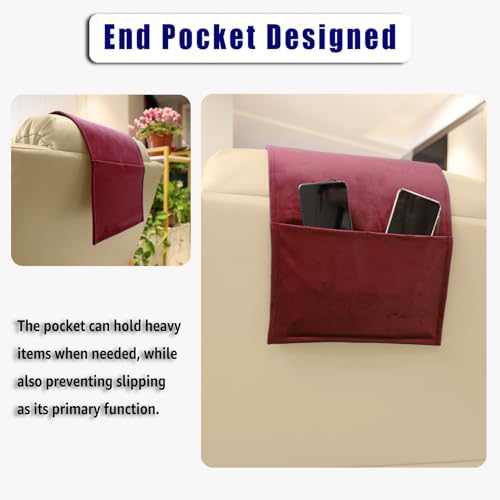 Velvet Recliner Head Pillow with Non-Slip Base - Adjustable Neck Support for Pain Relief in Home, Office and Travel (Wine) - Image 6