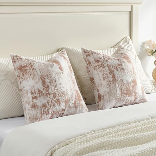 FUTEI Pack of 2 Faux Cashmere Throw Pillow Covers 20x20 Inch, Rust White - Image 6