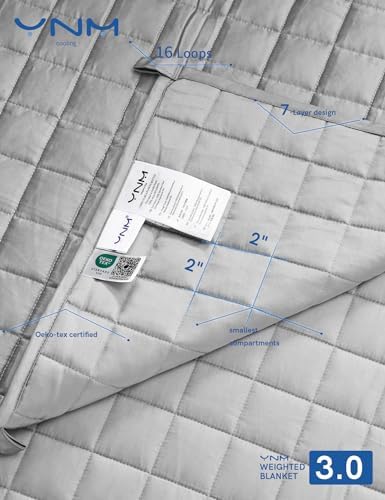 YnM Cooling Weighted Blanket for Adults, 7lbs Heavy Bed Throw for One Person of 60lbs, Perfect for Hot Sleepers or Warm Climates with Rayon/Glass Beads(41x60 Inches,Twin Bed, Light Grey) - Image 5