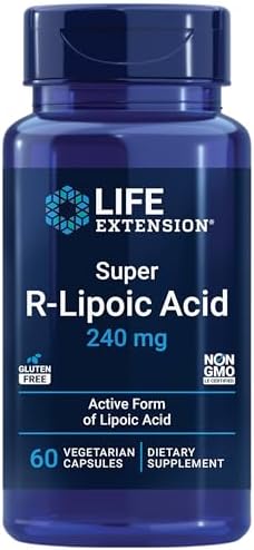 Life Extension Super R-Lipoic Acid – Healthy Aging, oxidative Stress Defense – with 240 mg of Active R-Form of R-Lipoic Acid – Gluten-Free – Non-GMO – Vegetarian – 60 Capsules by LifeExtension