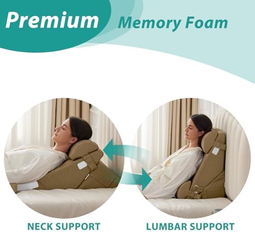 Bedluxe Adjustable 4pcs Bed Wedge Pillow Set, Memory Foam Wedges Pillow Post Surgery for Back, Neck, Leg Pain Relief, Pillows Wedge for Sleeping, Sitting up in Bed, Acid Reflux and GERD, Brown - Image 4