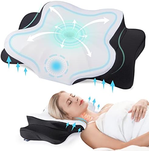 DONAMA Cervical Pillow for Neck and Shoulder Pain Relief, Cooling Contour Memory Foam Pillow, Dual-Height Ergonomic Neck Support Pillow for Side Back Stomach Sleepers with Removable Pillowcase by DONAMA