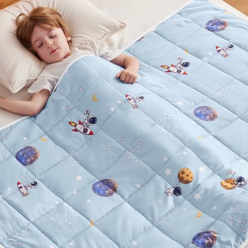 anfie Weighted Blanket(36"x48" 5lbs) Weighted Blanket Cooling Blanket for Resting,Throw Size Breathable Blanket with Premium Glass Bead(Space Light Blue) by anfie