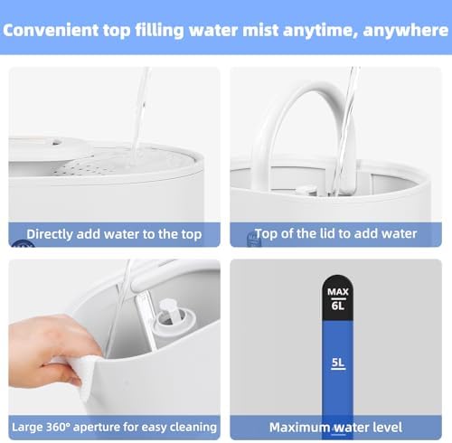 Coolfiqu 6L Warm & Cool Mist Humidifiers for Bedroom,Large Room,Plants - Image 6