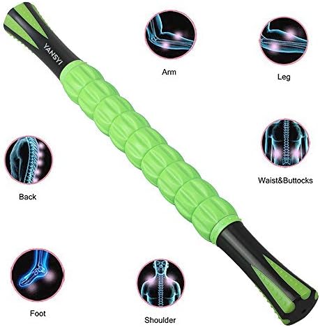 YANSYI Professional 9-Roller Deep Tissue Massage Stick - Portable Muscle Recovery Roller for Athletes, Relieves Post-Workout Soreness & Leg/Back Pain - Portable Physio Tool (Green) - Image 6