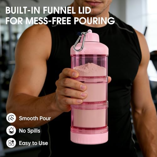 BYLWORKOUT 3-Layer Protein Powder Container with Funnel and Keychain - Image 3