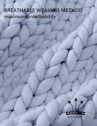 YnM Chunky Throw Blanket, Medium-Weight, Hand Knitted, Skin Friendly, Ventilated and Breathable, Machine Washable, Home Décor Piece for Couch, Sofa and Bed (Atlantis Blue, 40x50 Inch) - Image 5