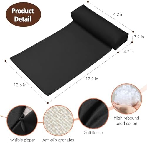 WdFour Velvet Neck & Head Pillow for Recliner Chair, Small Ergonomic Cervical Support Pillow for Home, Office and Travel, Non-Slip Cushion for Tension Relief & Shoulder Comfort (Black) - Image 3