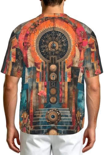 Men's Scrub Top,V-Neck Spill Wrinkle Resistant,3 Pockets-Ornate Collage (3) - Image 2