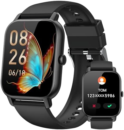Smart Watches for Men Women, Fitness Tracker with Activity Counter/Sleep Monitor, IP68 Waterproof Smart Watch for Android iPhone iOS Compatible (Jet Black, 1.83) by Unknown