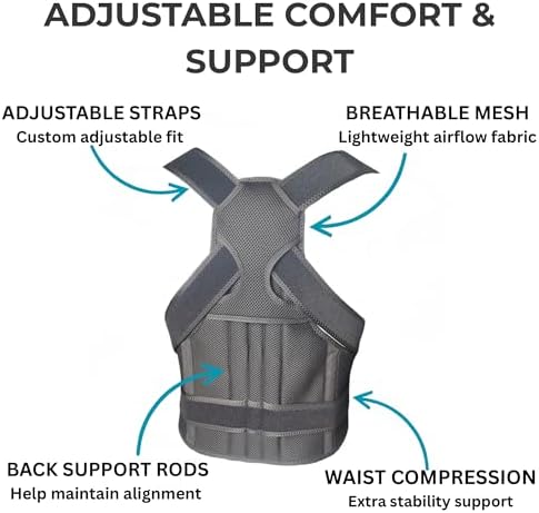 Posture Corrector for Men & Women – Adjustable Back Brace for Upper Back, Shoulder & Neck Support – Breathable, Adjustable & Comfortable for Everyday Wear (Black, X-Large) - Image 4