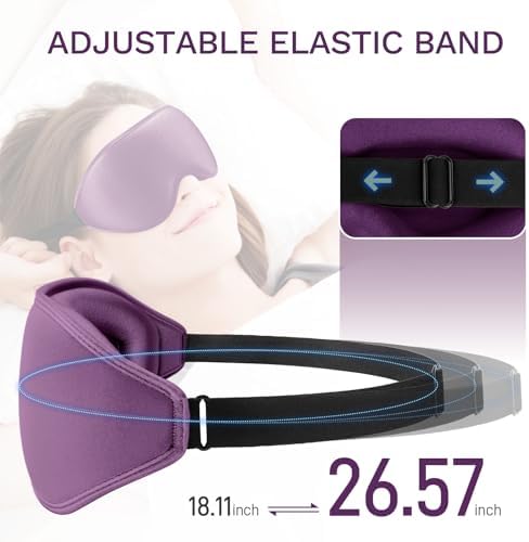 FlyCoco 99% Fully Block Out Light Eye Sleep Mask, 3D Deep Contoured Eyes Cover Zero Pressure, Long Lash Extension Eyes Mask with Adjustable Straps for Sleeping Travel Home Nap Rest Women Men (Purple) - Image 6