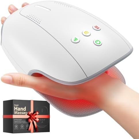 Estefanlo Hand Massager with Heat and Compression, Cordless Hand Massager for Arthritis Pain Relief, 3 Modes Air Compression Finger Massage Device, 2 Heat Levels, Washable Silicone Liner by Estefanlo