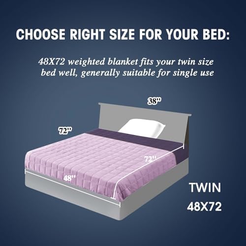 yescool Weighted Blanket for Adults (10 lbs, 48" x 72", Purple) Cooling Heavy Blanket for Sleeping Perfect for 90-110 lbs, Twin Size Breathable Blanket with Premium Glass Bead, Machine Washable - Image 2