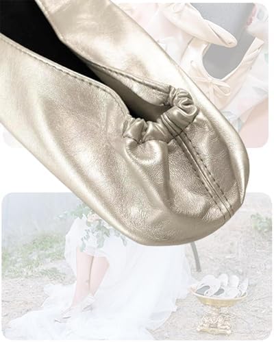 Stylish Foldable Ballet Flats for Women Portable Roll Up Travel Shoes for Wedding Bridesmaid Includes Carrying Pouch - Image 2