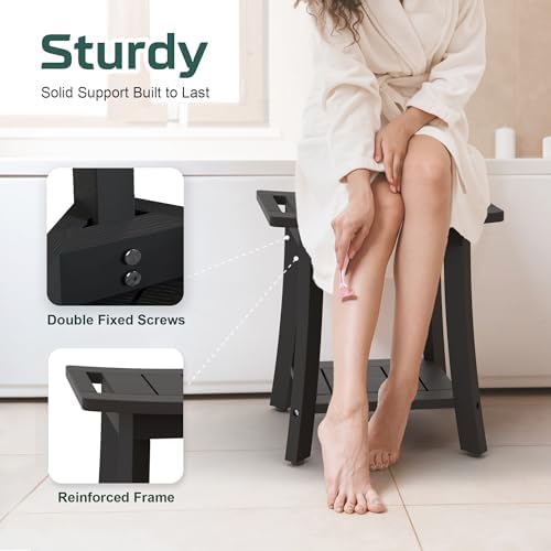 Waterproof HIPS Shower Bench for Inside Shower, Shower Stool, Black - Image 5