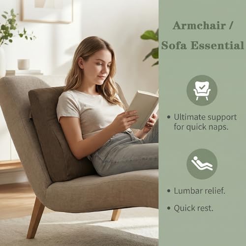 baibu Patented Dual-Layer Memory Foam Lumbar Pillow for Recliner, Brown - Image 3