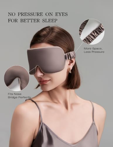 Luxurious 100% Mulberry Silk Sleep Eye Mask Blackout, Mocha Brown - Image 4