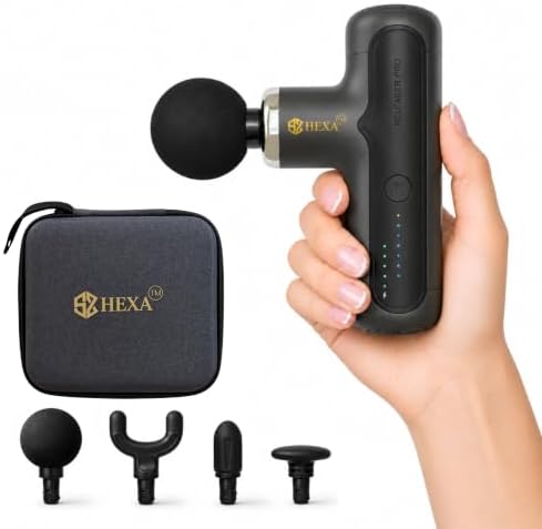Hexa Mini Massage Gun Deep Tissue, Portable Muscle Massager, Gray by HEXA