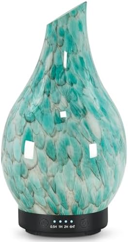 Aromatherapy Essential Oil Diffuser for Home- Art Glass Diffuser for Essential Oils with Waterless Auto Shut-Off 4 Timer 7 Colors LED Night Light for Home Office Decor Gifts for Women by EQUSUPRO