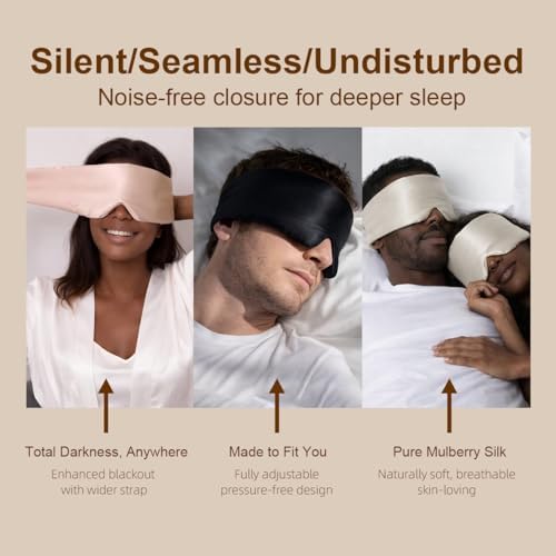 100% Pure Mulberry Silk Sleep Mask – Luxury Ultra Soft Light Blocking Eye Mask with Face-Hugging Fit & Adjustable Strap for Deep Sleep, Travel & Relaxation (Blue Belle) - Image 3