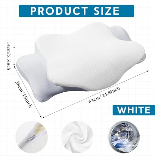 HunnmingRe Pillow Case for Cervical Neck, White, Queen Size - Image 2