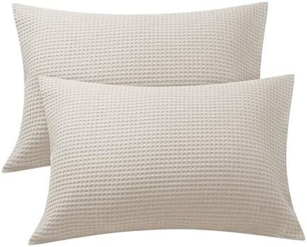 Zaizaihome 100% Egyptian Cotton Waffle Weave Pillowcases Queen Size 2 Pack by ZaizaiHome