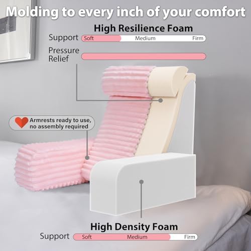 ENITYA 22" XL Back Pillow for Bed Sitting Up with Armrests & Big Pockets - Image 3