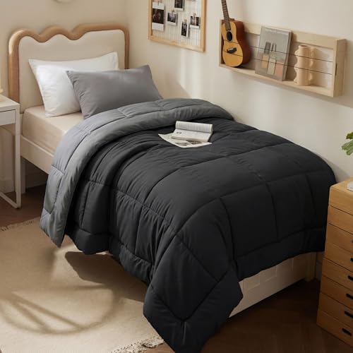 Bedsure Twin XL Comforter Duvet Insert, All Season Bed Comforter, Quilted Down Alternative Duvet, Box Stitched Comforters with Corner Tabs, Machine Washable, 68 x 92 Inches (Black/Grey) by Unknown