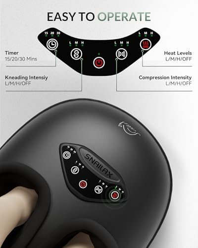 Snailax Shiatsu Foot Massager with Heat, Deep Kneading Rolling Compression Feet Massager for Plantar Fasciitis Neuropathy, 3 Heating Levels,3 Timer Option Fits Size up to 14“ Gifts for Men,Women - Image 2