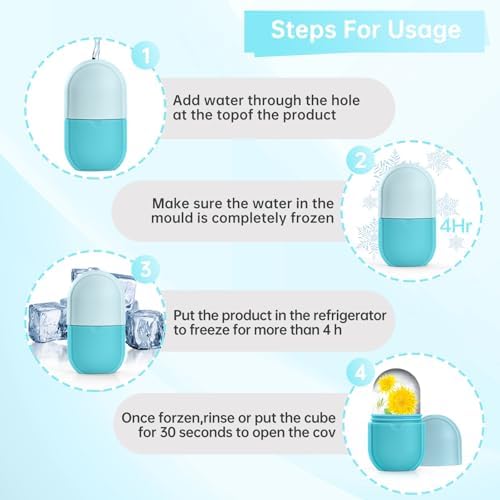 Ice Roller for Face and Eye,Facial Beauty Ice Roller Skin Care Tools, Facial Cube, Gua Sha Face Massage, Silicone Ice Mold for Beauty (Blue) - Image 4
