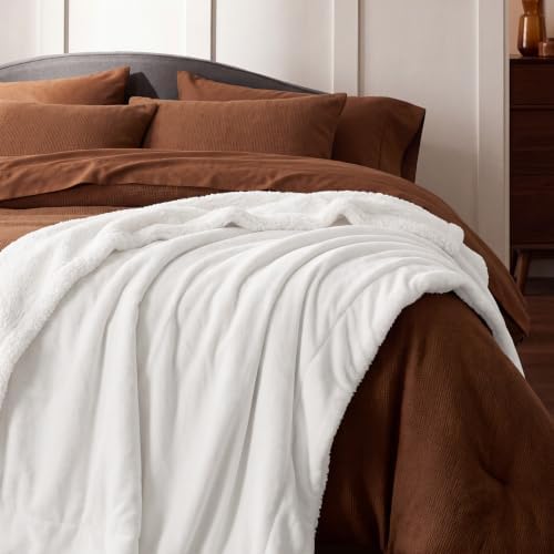 Bedsure GentleSoft Sherpa Fleece Blankets King Size for Bed, Non-Heated, Thick and Warm Throw for Women and Men, Soft Fuzzy Plush King Blanket for Winter, Bright White, 108x90 Inches - Image 4
